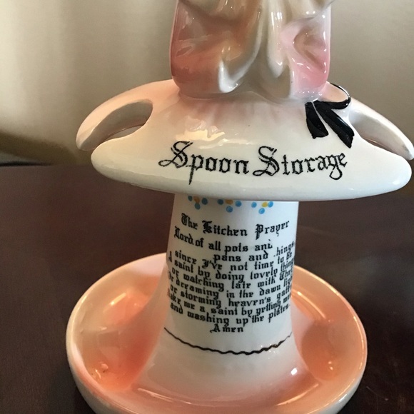 Vintage Prayer Lady 1950’s Spoon Storage The Kitchen Prayer (6.5” tall) - Picture 4 of 5